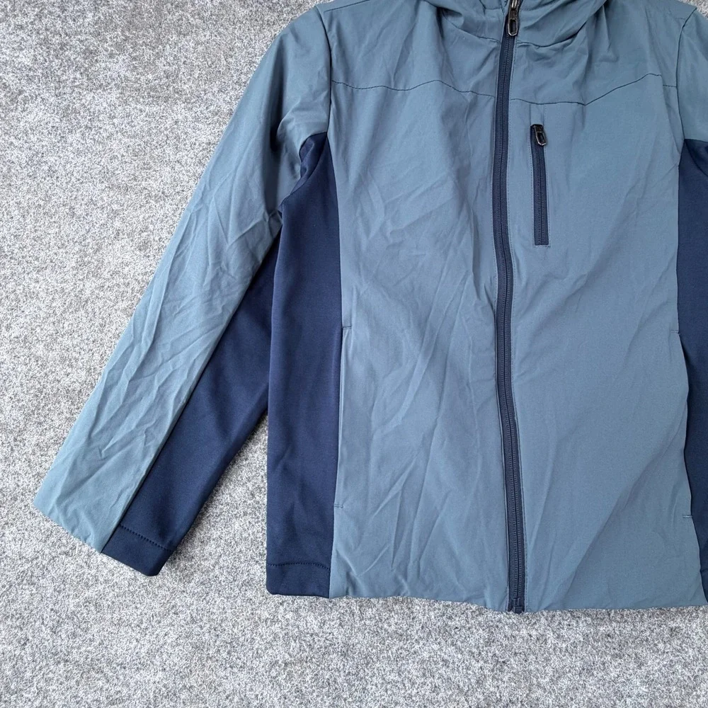 Spyder Softshell Jacket Boys M (10/12) Blue Fleece Lined Logo Hooded Full Zip